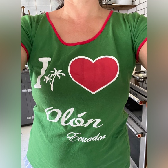 Vintage T-shirt Green and Red Graphic Women's Top - Picture 1 of 6